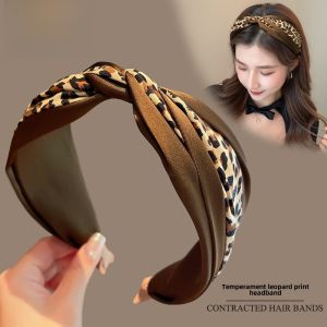 Leopard Print Headband Fancy Headband Washing Face Hair Band Womens Internet Celebrity 2024 New Arrival Wide Brim Hair Tie Hair Hoop Headdress