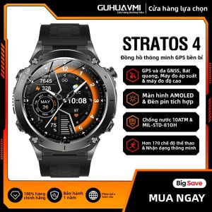 Đồng Hồ Thông Minh Stratos 4 GPS 2025 Mới Màn Hình AMOLED HD 1.43 Inch La Bàn Đo Độ Cao Khí Áp Gọi Thoại Chống Nước Dành Cho Android & iOS