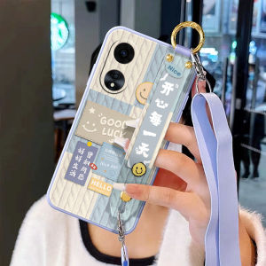 Oppo A97 A96 A95 A93S A92S A36 A35 A32 Soft Silicone Phone Case with Wrist Strap Knitted Pattern Womens Crossbody Neck Rope Bag