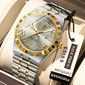 POEDAGAR Classic Business Watches For Men Week Date Waterproof Luminous Men Watch Stainless Steel Quartz Luxury Mens Wristwatch