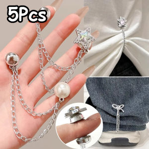 5ชิ้นมัลติฟังก์ชันหัวเข็มขัดแม่เหล็กคลิปเสื้อผ้าพร้อมโซ่เม็ดกระดุมโลหะผ้าพันคอขากางเกงข้อมือหมุดตกแต่งแม่เหล็ก