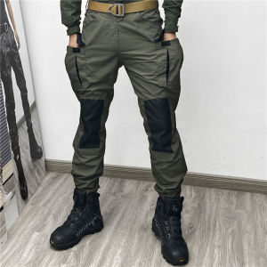 Mens Spring & Fall Outdoor Tactics Parka Multi-Pocket Ankle Banded Pants Ankle Banded Waterproof Straight-through Work Clothing CS Scratch-Resistant Silm Skinny Jeans