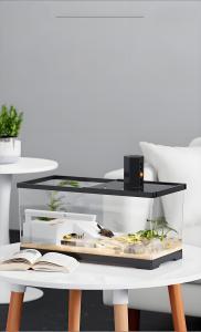 HIPIPET Glass Turtle Tank with Basking Platform Anti-Escape Lid Rainfall Filter Bottom Drainage Panoramic Clear View Low Water Change Ecological Habitat for Small Turtles Indoor Home Use Multi-Size Hassle-Free Turtle Tank Rainfall Filtration System