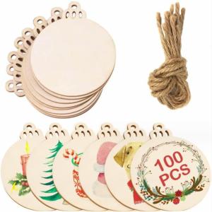 10/20Pcs Merry Christmas Wooden Round Baubles Tags Christmas Balls Decoration DIY Craft Ornaments Christmas New Year Decor