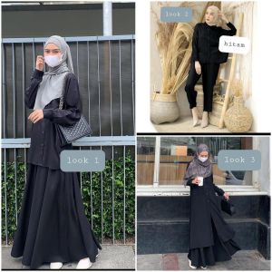 ONE SET + ROK TUNIK RISSALAH /tunik rok/atasan celana/tunik celana/atasan celana
