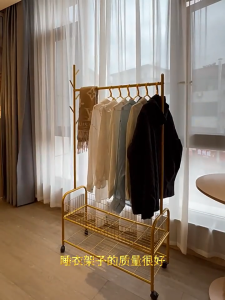 B-Home Drying Rack Single Pole Double Layer Laundry Rack With Wheel Cloth Clothes Rack Hanging Organizer Rak Penyidai Baju Rak penyimpanan 晾衣架