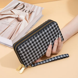 Ví Da PU Dung Tích Lớn Thời Trang Nữ 2025 Phong Cách Hàn Quốc in Họa Tiết Khóa Kéo Hai Hàng Túi Xách Cầm Tay