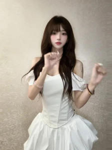 CHANGTONG | Trendy Womens Suit Off-Shoulder Top Tulle Skirt