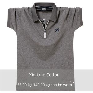 plus Size Polo Shirt Loose Fit Short Sleeve Turn-down Collar Solid Color Cotton T-shirt for Men Summer Workwear Half Sleeve