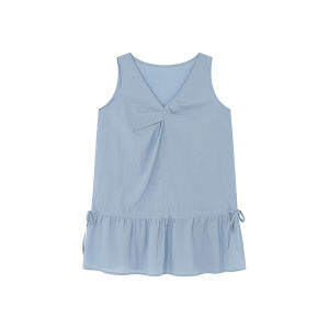 Simple Design V-Neck Gathered Drawstring Stack Vest