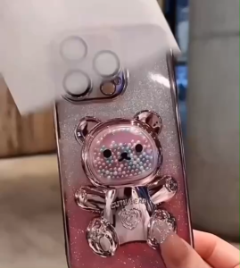 เคส สำหรับ รุ่น VIVO Y11 Y12 Y15 17 เคส ฝาหลังแบบนิ่ม กากเพชร พรัอมขายึดหมี ตั้งได้ การออกแบบกลิตเตอร์ไล่ กันกระแทก 2in1 น้องหมี