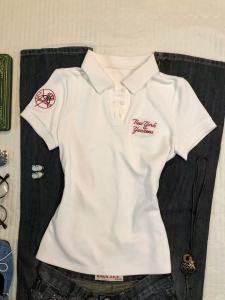 เสื้อโปโลคอโปโลสไตล์ย้อนยุคสไตล์อเมริกัน แขนสั้นผ้าฝ้ายแท้ เสื้อยืดผู้หญิง เอวเข้ารูป ทรงเข้ารูป แขนสั้น ช่วงไหล่ ฤดูร้อน 2025