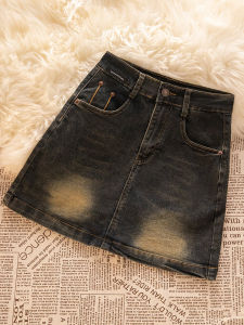 กระโปรงยีนส์ทรงเอเอวสูงทรงเข้ารูปสำหรับผู้หญิง ฤดูร้อน 2025 กระโปรงสั้นผ้าเดนิมบาง สไตล์สาวฮอต กระโปรงสั้นทรงเอเข้ารูป