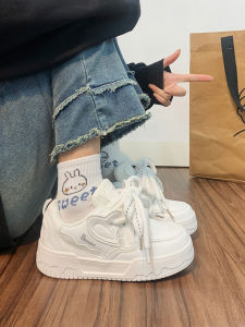 Womens Breathable Casual Shoes Spring Summer 2024 Trendy Thick Bottom School Style Flat Laces Fashionable All-Match Sneakers