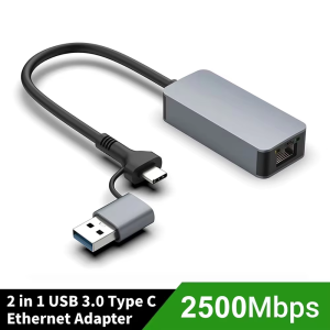 kebidumei | Card Mạng USB Gigabit Bộ Chuyển Đổi Ethernet Có Dây 5Gbps Bộ Chuyển Đổi USB/Type-C Sang RJ45 LAN Cho Máy Tính Xách Tay Hỗ Trợ Tốc Độ 5G/2.5G/1G