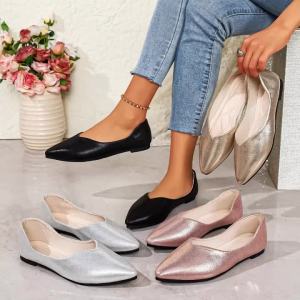 Giày Cao Gót Mũi Nhọn Thanh Lịch Dành Cho Nữ Giày Công Sở Thời Trang Thoải Mái Size Lớn Mùa Xuân Thu Kiểu Lười Đế Cao Su