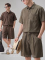JINJIEJIAODIAN | Vintage Luxe Tencel Linen Leisure Sport Set Men. 
