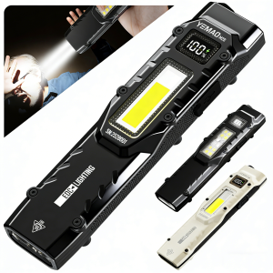 Rechargeable High Lumen Flat Flashlights EDC Tactical FlashlightDual-Switches LED Small Flashlight With Digital DisplayStainle