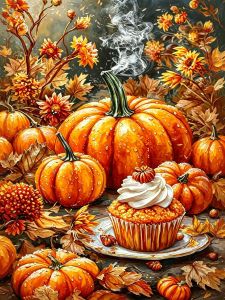 HUACAN Mùa Thu Tranh Gắn Đá Bộ Full Vuông Tròn Khoan Ren Khảm Bí Ngô Halloween Phong Cảnh 5D Thủ Công DIY