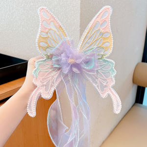 Kids Barrettes Female 2024 New Arrival Large Butterfly Ribbon Princess Headdress Girl Back Head Hairpin Clip Hair Accessories