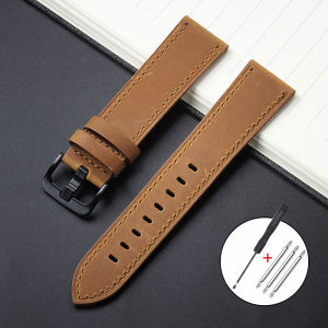 Genuine Leather Watchband 18mm 20mm 22mm 24mm Bracelet for Seiko Vintage Brown Calfskin Band Universal Metal Black Buckle Strap