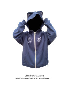 Retro American Cat Ear Hoodie Women Loose Design Unique Casual Cardigan Jacket Korean Style Long Sleeve Zipper Closure