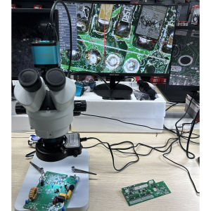 Trinocular Industrial Microscope Video Microscope 7X-45X Industrial Microscope + LED Ring Light + 10X/20X Viewfinder and Video Microscope for Mobile Phone Repair Ancient Restoration