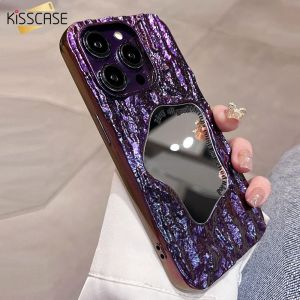 KISSCASE Ốp Gương Lấp Lánh Sang Trọng Giấy Thiếc Cho iPhone 12 13 14 Pro Max Ốp Chống Sốc iPhone 11 Silicon Mềm Màu Tím Đậm Trang Điểm Hình Vỏ Sò 14Pro Ốp Lưng