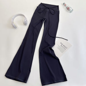 Fall Season Bell Bottom Yoga Pants Breathable Training Fitness Trousers Womens Long Pants Nylon Spandex Moisture Wicking Slimming