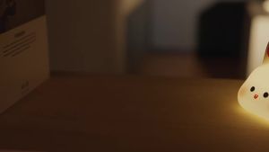 Rabbit Lamp Baby Night Light Big Face Rabbit Lights Cute Bunny Timing 7 Color Changes Bedroom Room for Children Gift Family