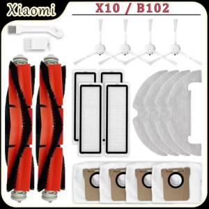 For Xiaomi X10/B102 Robot Vacuum Accessories Main Brush HEPA Filter Dust Bag Side Brush Mop Cloth Replacement Parts