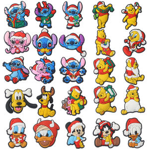 9-100PCS Disney Christmas Mickey Classic Cartoon Shoe Charms Mix Wholesale PVC Decorations Detachable Waterproof For Party Gifts