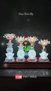 Đèn Thờ Hoa Sen Pha Lê Cao Cấp Có Led Nhiều Màu CHÂN THIỆN MỸ Đồ Trang Trí Bàn Thờ Gia Tiên Bàn Thờ Phật