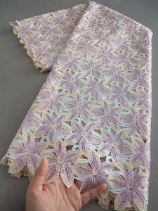 High Quality Guipure Lace Fabric 3D Flower Cord Lace for Bridal Dress Fashion Design Material