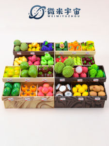 Miniature Food Model Fruit Shelf Kitchen Playset Toy Realistic Simulation Childrens Role Play Game Small Item Display Stand