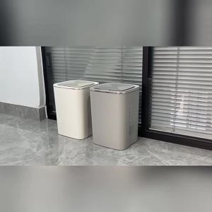 Thùng rác thông minh cảm biến tự động nắp lật cho gia đình văn phòng phòng tắm chống nước nhà vệ sinh điện có nắp bán buôn