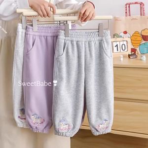 Girls Autumn Sweater and Pants Set Embroidery Elastic Cuff