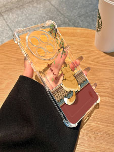 Fabo Phone Case for OnePlus 15 Wall Climbing Orange Cat Design Full Cover Airbag Anti-Fall Ace5 Transparent Soft Shell