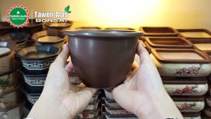 Pot Bonsai Keramik Bundar Mame Kaktus Sukulen