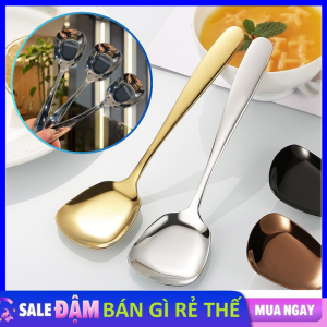 Thìa Inox Ăn Cơm Cháo Súp Đầu Bầu Vuông Cán Dài Cao Cấp - Muỗng Inox Sáng Bóng Gỉ Sét - Thìa Ăn Cơm Muỗng Ăn Tráng Miệng Ăn Kem - Thìa Ăn Phở - Muỗng Múc Cơm