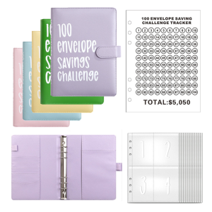 Da PU Notebook Chất Kết Dính Tiền Tổ Chức Người Lập Kế Hoạch Có Dây Kéo Phong Bì Túi Và Miếng Dán Để Tiết Kiệm Tiền Mặt Lập Ngân Sách