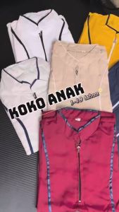 Baju Koko Anak Laki-laki Usia 1-10 Tahun Setelan Pakaian Muslim Mengaji Lis Polos Plus Peci