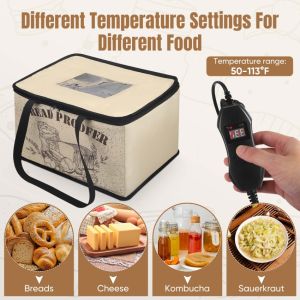 ตู้หมักแป้งพร้อมเครื่องทำความร้อนกล่องแป้งพิซซ่าไฟฟ้าพิสูจน์อักษรขนมปังกล่องพิสูจน์อักษรการควบคุมอุณหภูมิอุปกรณ์เสริมสำหรับทำขนมปังโยเกิร์ตนัตโตสบู่ทำมือ