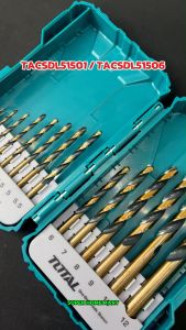 Total ดอกสว่านเจาะเหล็ก ไฮสปีด (HSS) 12 ตัวชุด / 15 ตัวชุด รุ่น TACSDL11206 / TACSDL51501 / TACSDL51506 ( Metal Drill Bits Set )