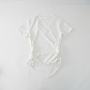 Sporty Casual Short Sleeve Yoga Vest Womens Slimming Running Fitness Clothes Nylon Material Breathable Quick Dry Super Elastic