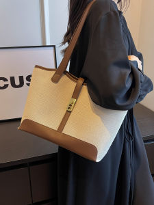 Large Capacity Canvas Tote Bag Womens Stylish Shoulder Bag Commuter Bag Vintage Autumn Winter New Style Simple Quality