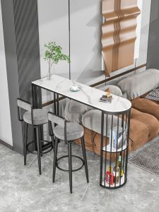 Modern Minimalist Rock Plate Bar Table Home Use Chair Leisure High Footed Table for Balcony Living Room Partition Commercial Bar