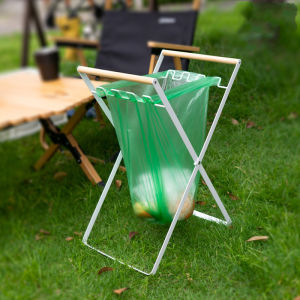 Camping Foldable Trash Rack Plastic Bag Support Rack Outdoor Portable Trash Can Rack Picnic Garbage Storage Handy Gadget