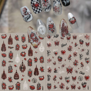 2 Chiếc Retro Gothic Lâu Đài Móng Tay Nghệ Thuật Dán 5D Tinh Tế Hoàn Thiện Dễ Dàng Áp Dụng DIY Trang Trí Cho Tiệc Cưới Quà Tặng