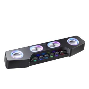 FIFINE ลําโพงเล่นเกม Bluetooth RGB ลําโพงคอมพิวเตอร์ไร้สาย/แบบมีสายพร้อมไฟไดนามิกสําหรับพีซี โทรศัพท์ งานปาร์ตี้ และเกม - A16